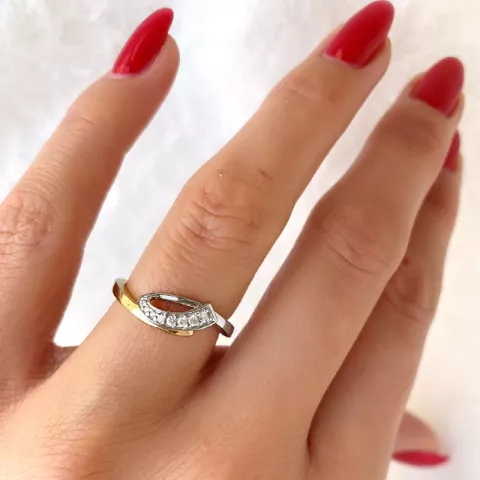 abstrakt diamant ring i 14  karat guld- och vitguld 0,075 ct