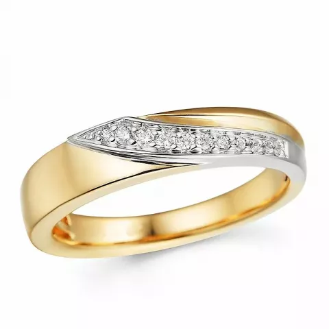 diamant ring i 14  karat guld- och vitguld 0,08 ct