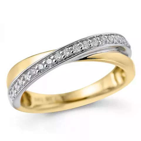 abstrakt diamant ring i 14  karat guld- och vitguld 0,201 ct