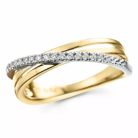 abstrakt diamantring i 14 karat guld- och vitguld 0,15 ct