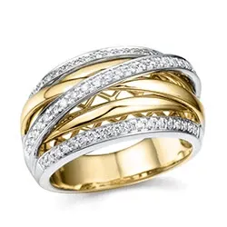 bred diamantring i 14 karat guld- och vitguld 0,35 ct