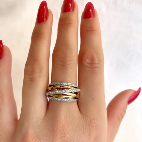 bred diamantring i 14 karat guld- och vitguld 0,35 ct