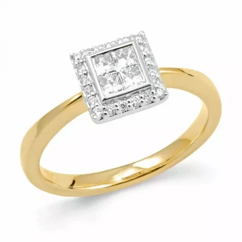 Fyrkantigt diamant ring i 14  karat guld- och vitguld 0,2 ct 0,084 ct