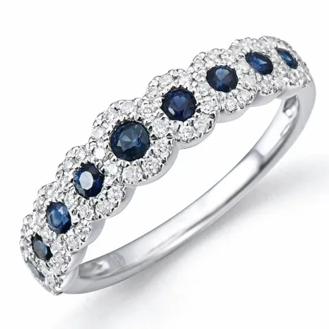 Safir briljantring i 14 karat vitguld 0,23 ct 0,46 ct