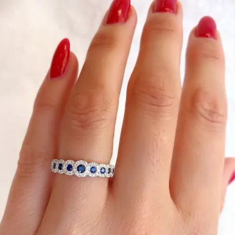 Safir briljantring i 14 karat vitguld 0,23 ct 0,46 ct
