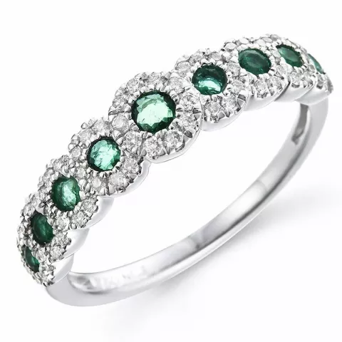 smaragd diamantring i 14  karat vitguld 0,39 ct 0,23 ct