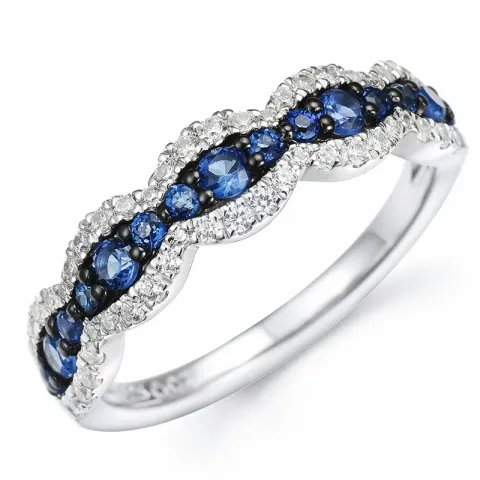 safir diamantring i 14 karat vitguld 0,58 ct 0,34 ct