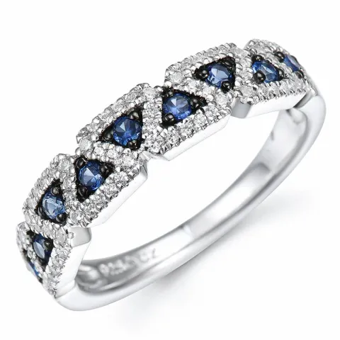 safir diamantring i 14 karat vitguld 0,35 ct 0,28 ct