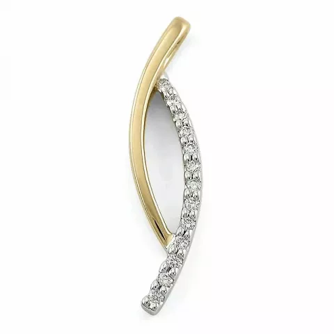 Ovalt vit diamant hängen i 14  carat guld- och vitguld 0,10 ct