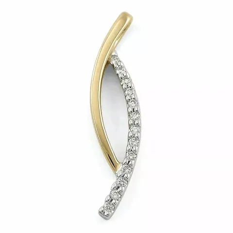 Ovalt vit diamant hängen i 14 carat guld- och vitguld 0,10 ct