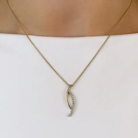 Ovalt vit diamant hängen i 14 carat guld- och vitguld 0,10 ct