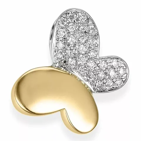 fjärilar diamantberlocker i 14 carat guld- och vitguld 0,14 ct