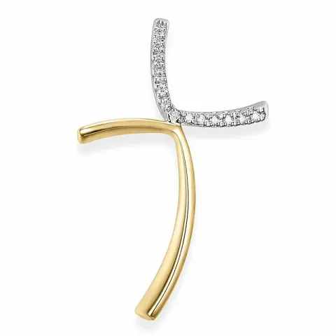 äkta kors diamantberlocker i 14 carat guld- och vitguld 0,06 ct