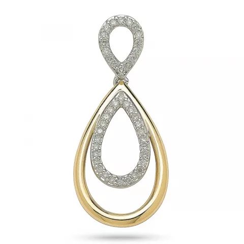 ovalt diamantberlocker i 14  carat guld- och vitguld 0,25 ct