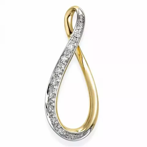 Stort ovalt diamantberlocker i 14  carat guld- och vitguld 0,11 ct