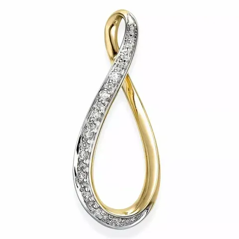 Stort ovalt diamantberlocker i 14 carat guld- och vitguld 0,11 ct