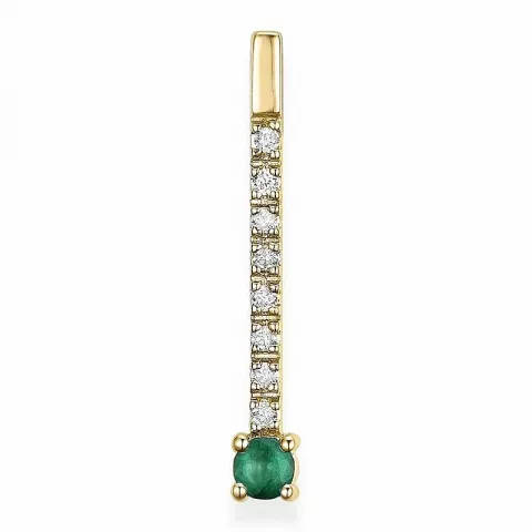 Trendig smaragd diamantberlocker i 14  carat guld 0,07 ct 0,13 ct