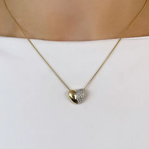 hjärta diamantberlocker i 14 carat guld- och vitguld 0,32 ct
