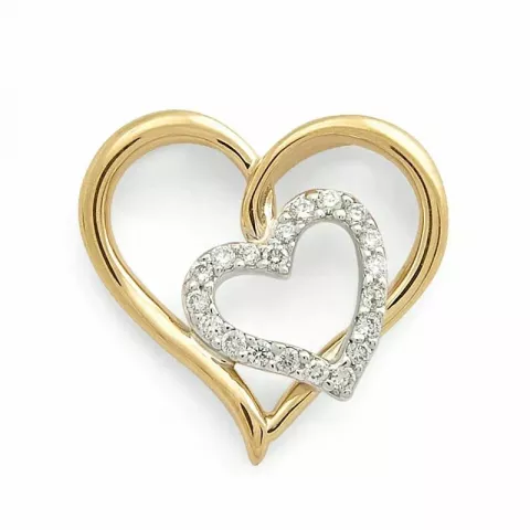 hjärta diamantberlocker i 14  carat guld- och vitguld 0,16 ct