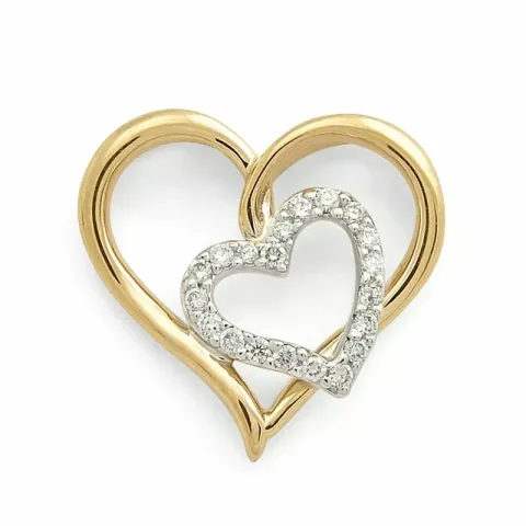 hjärta diamantberlocker i 14 carat guld- och vitguld 0,16 ct