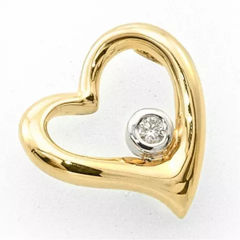 äkta  hjärta diamantberlocker i 14  carat guld 0,03 ct
