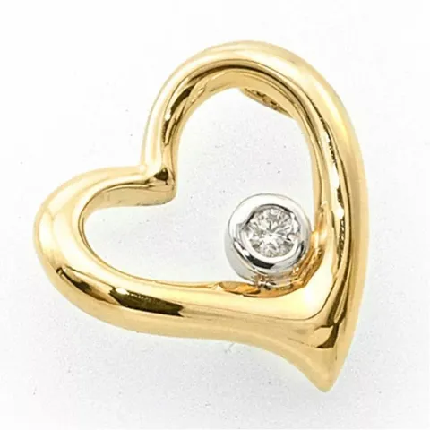 äkta hjärta diamantberlocker i 14 carat guld 0,03 ct