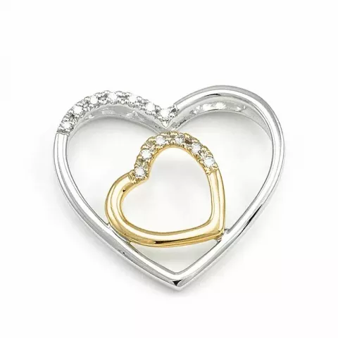 hjärta diamantberlocker i 14  carat guld- och vitguld 0,05 ct