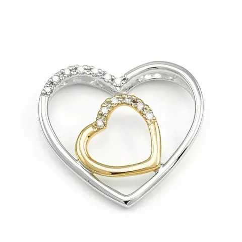 hjärta diamantberlocker i 14 carat guld- och vitguld 0,05 ct