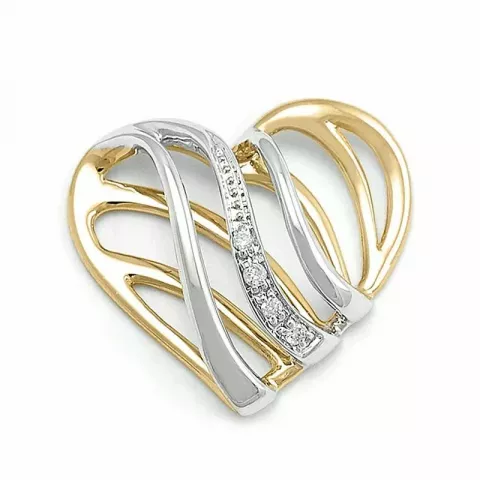 Äkta  hjärta diamantberlocker i 14  carat guld- och vitguld 0,02 ct
