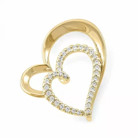 hjärta diamantberlocker i 14  carat guld- och vitguld 0,19 ct