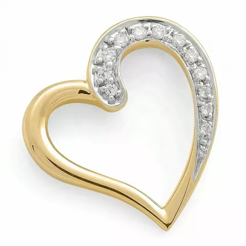 Trendig hjärta diamantberlocker i 14  carat guld- och vitguld 0,08 ct