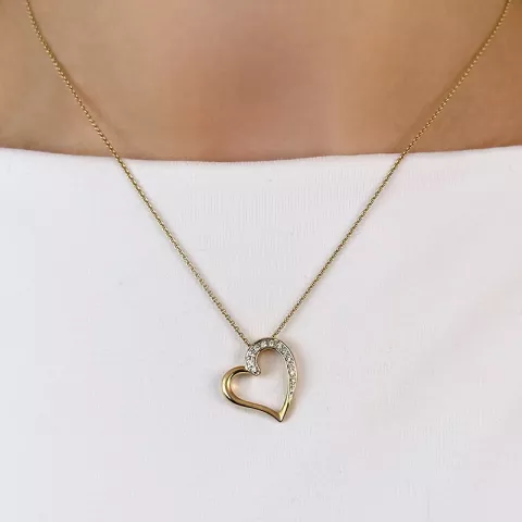 Trendig hjärta diamantberlocker i 14  carat guld- och vitguld 0,08 ct