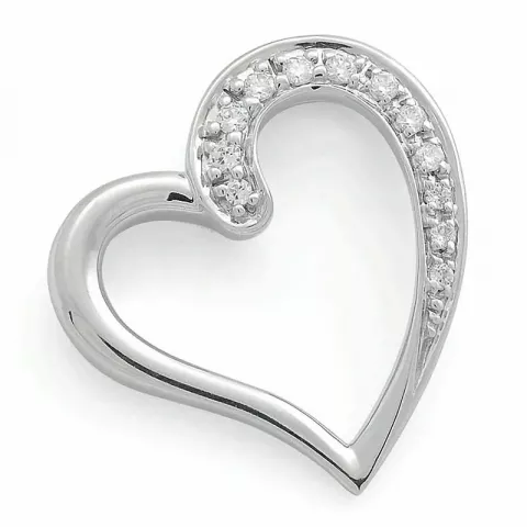 hjärta diamantberlocker i 14  carat vitguld 0,08 ct