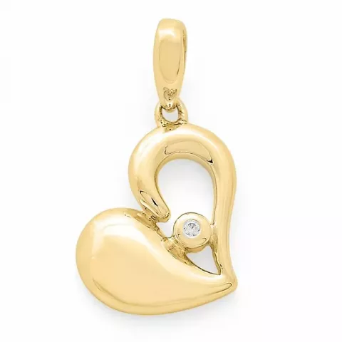 Trendig hjärta diamantberlocker i 14  carat guld- och vitguld 0,01 ct
