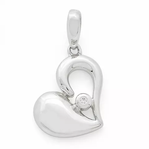 hjärta diamantberlocker i 14  carat vitguld 0,01 ct
