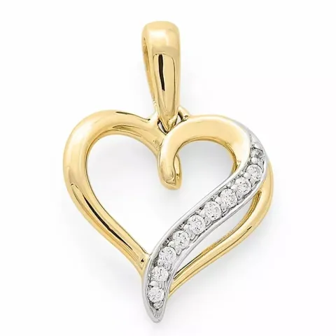 Trendig hjärta diamantberlocker i 14 carat guld- och vitguld 0,06 ct