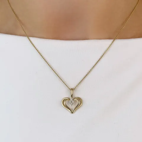 hjärta diamantberlocker i 14 carat guld 0,12 ct