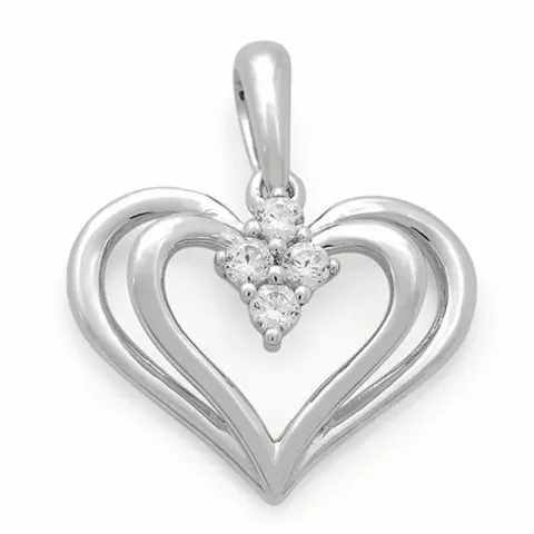 hjärta diamantberlocker i 14  carat vitguld 0,12 ct