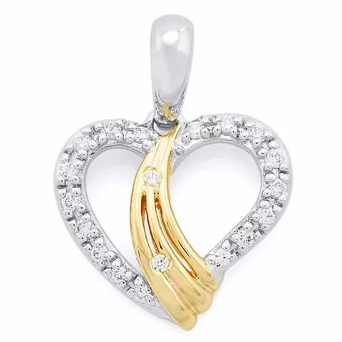Trendig hjärta diamantberlocker i 14 carat guld- och vitguld 0,10 ct