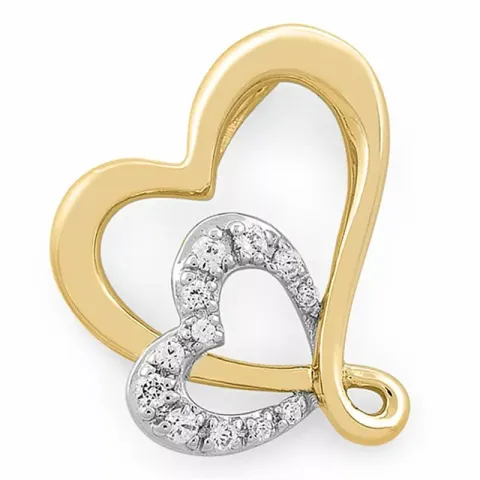 hjärta diamantberlocker i 14 carat guld- och vitguld 0,08 ct