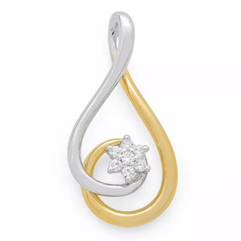 Stort abstrakt diamantberlocker i 14 carat guld- och vitguld 0,10 ct