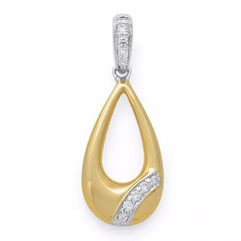 abstrakt diamantberlocker i 14  carat guld- och vitguld 0,05 ct