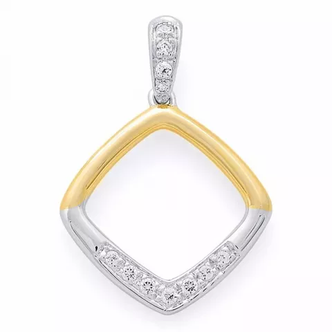 Stort fyrkantigt diamantberlocker i 14  carat guld- och vitguld 0,07 ct