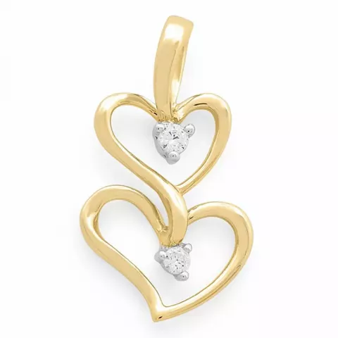 hjärta diamantberlocker i 14  carat guld- och vitguld 0,06 ct