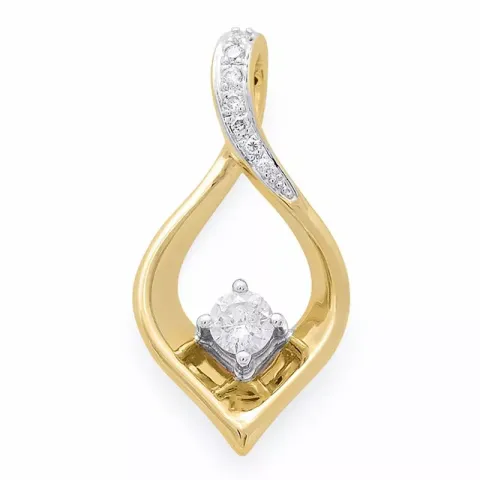 Stort diamantberlocker i 14  carat guld- och vitguld 0,20 ct 0,03 ct