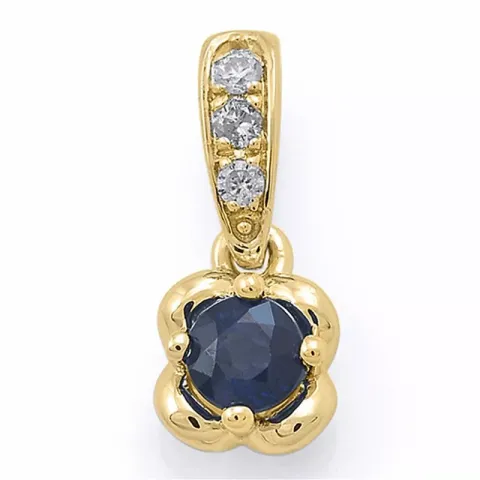 safir diamantberlocker i 14 carat guld 0,03 ct 0,23 ct