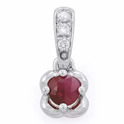 blommor rubin diamantberlocker i 14 carat vitguld 0,03 ct 0,23 ct