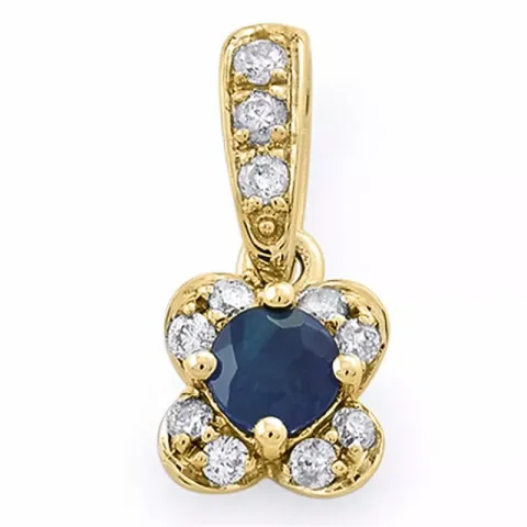 safir diamantberlocker i 14 carat guld 0,11 ct 0,23 ct