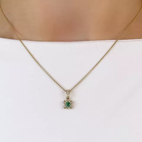 smaragd diamantberlocker i 14  carat guld 0,11 ct 0,20 ct