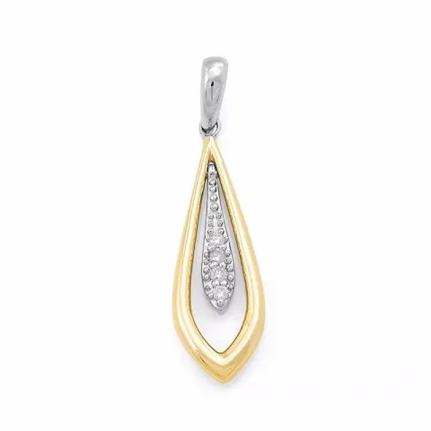 långt diamantberlocker i 14  carat guld- och vitguld 0,05 ct